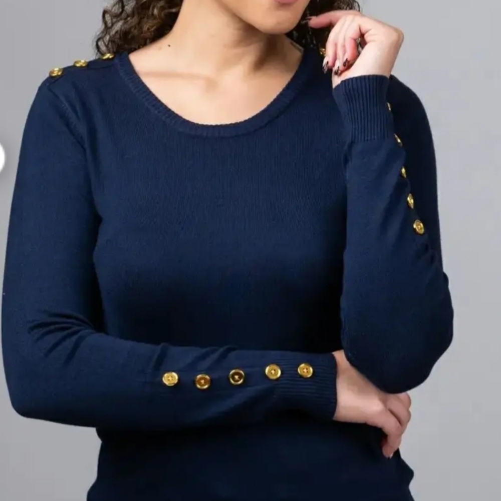 Cielo Navy Knit Top
